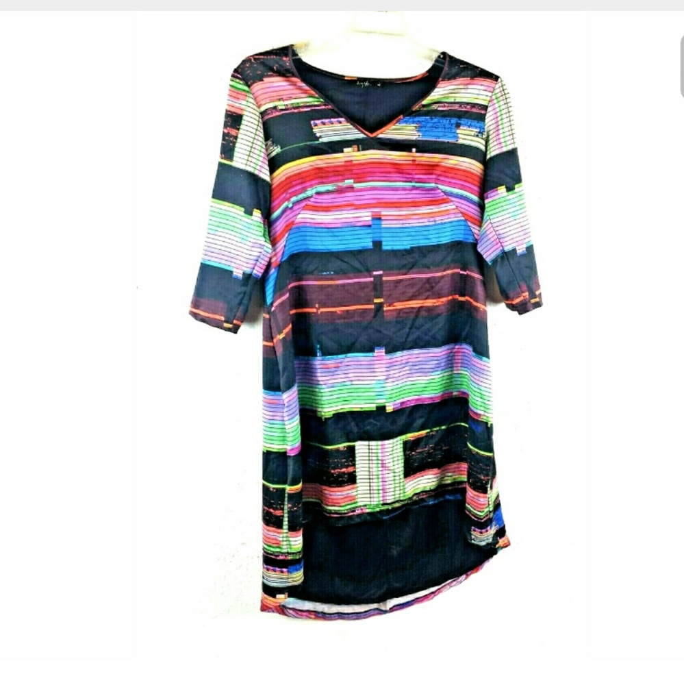 Jete women's multicolor dress asymmetrical sz L